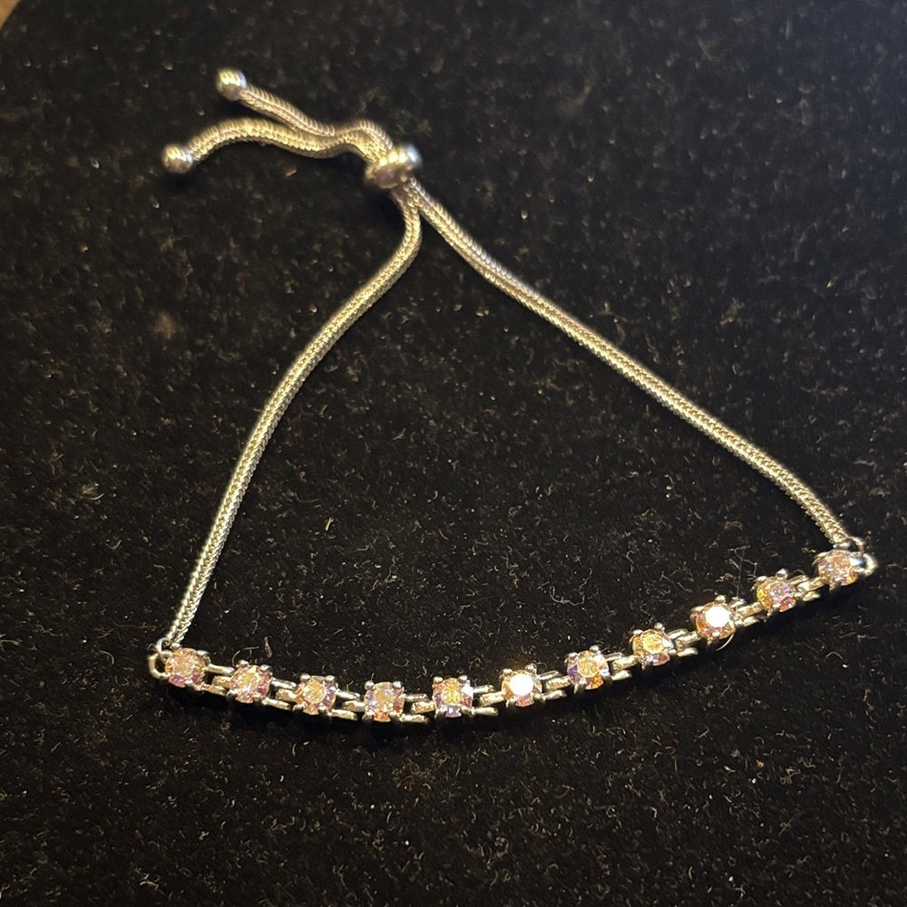 Elegant Silver Rhinestone Slider Adjustable Bracelet